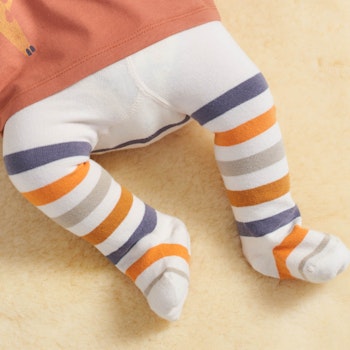 Streifen Strumpfhose mitwachsend orange creme