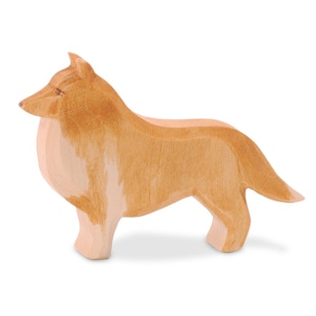 Collie Holzfigur stehend 7,5 cm hoch