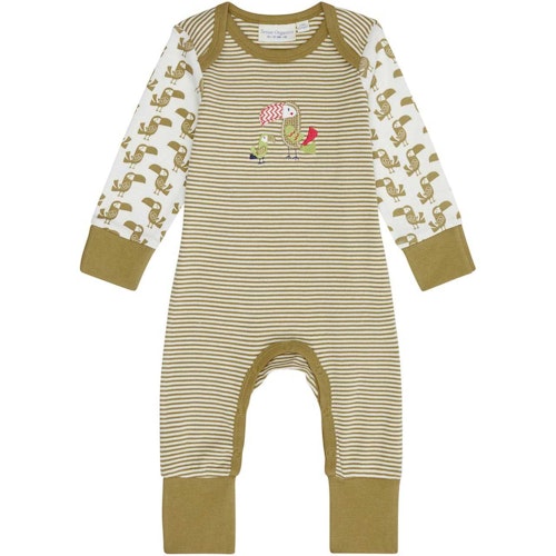 Rosa Strampler Umschlagbündchen Tukan-Aufnäher