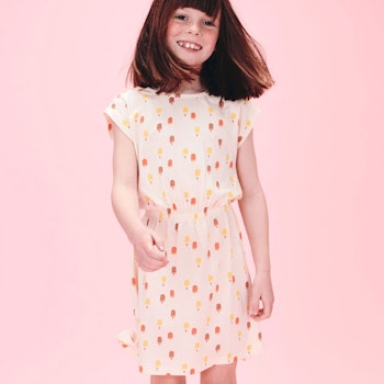 Sommer Kleid mit Eis-Druck in creme