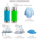 Vorschaubild Geschenkset 2 Edelstahl Flaschen ab 3 Monate grün blau