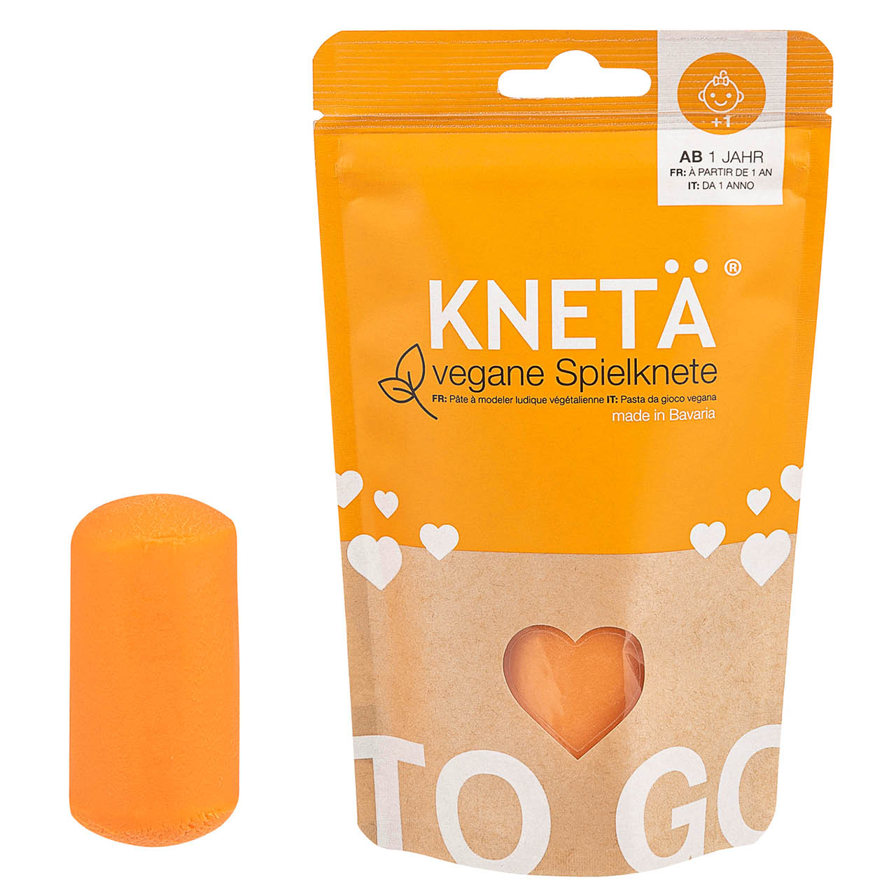 Orange Knete ab 1 Jahr, 100g Beutel