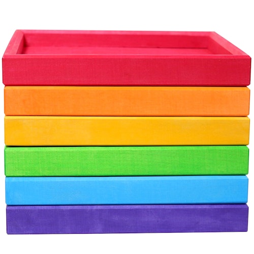 Regenbogen Holzrahmenset, 6 Stück (22,5cm)