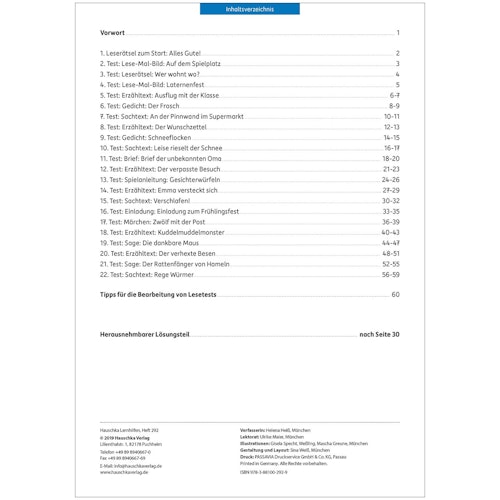 Lesetests in Deutsch – Lernzielkontrollen 2. Klasse