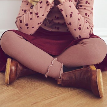 Edle Kinder Leggings Rippe khaki