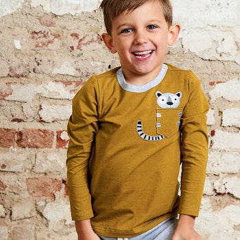 Langarmshirt Lemur mit Brusttasche safran