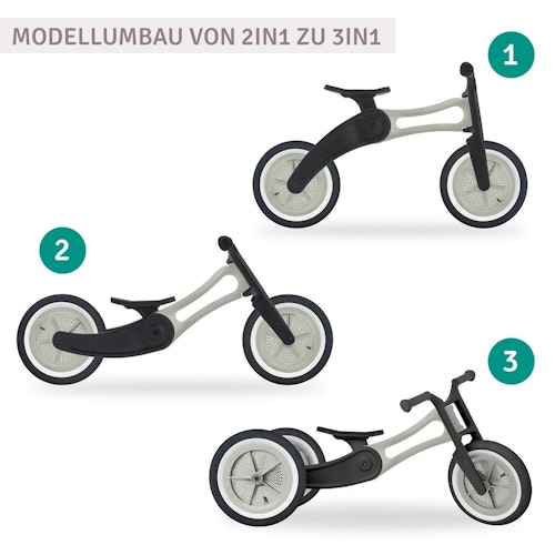 Laufrad Dreirad mitwachsend "3in1" ab 12 Monaten raw