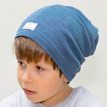 Schlauchschal Wolle Seide jeansblau