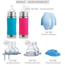 Vorschaubild Geschenkset 2 Edelstahl Flaschen ab 3 Monate pink blau