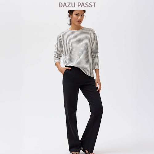 Damen Interlock-Hose Slim fit schwarz