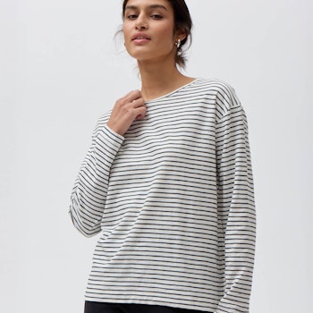 Damen Langarmshirt Ringel schwarz