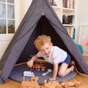 Vorschaubild Kinder Tipi Bio Baumwolle 135 x 135 x 150 cm anthrazit