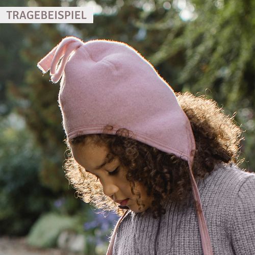 Wollfleece Babymütze Zipfel bergblau 74/80