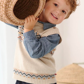 Strick Pullunder mit Norwegermuster beige