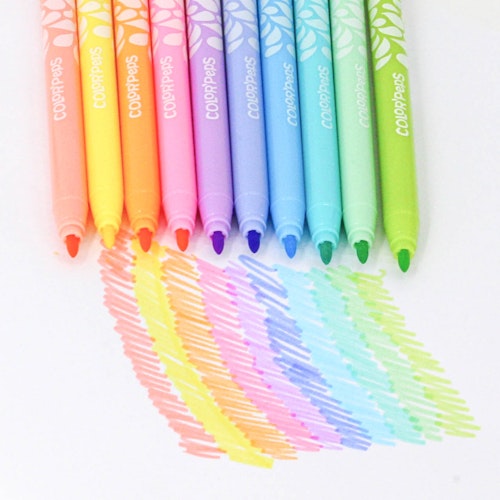 10 pastellfarbene Filzstifte abwaschbar 2,8mm Spitze