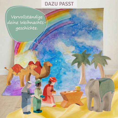 König blau orientalisch - Krippenfigur aus Holz 14,5