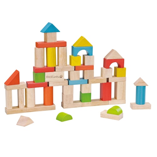 50 Holzbausteine natur und bunt