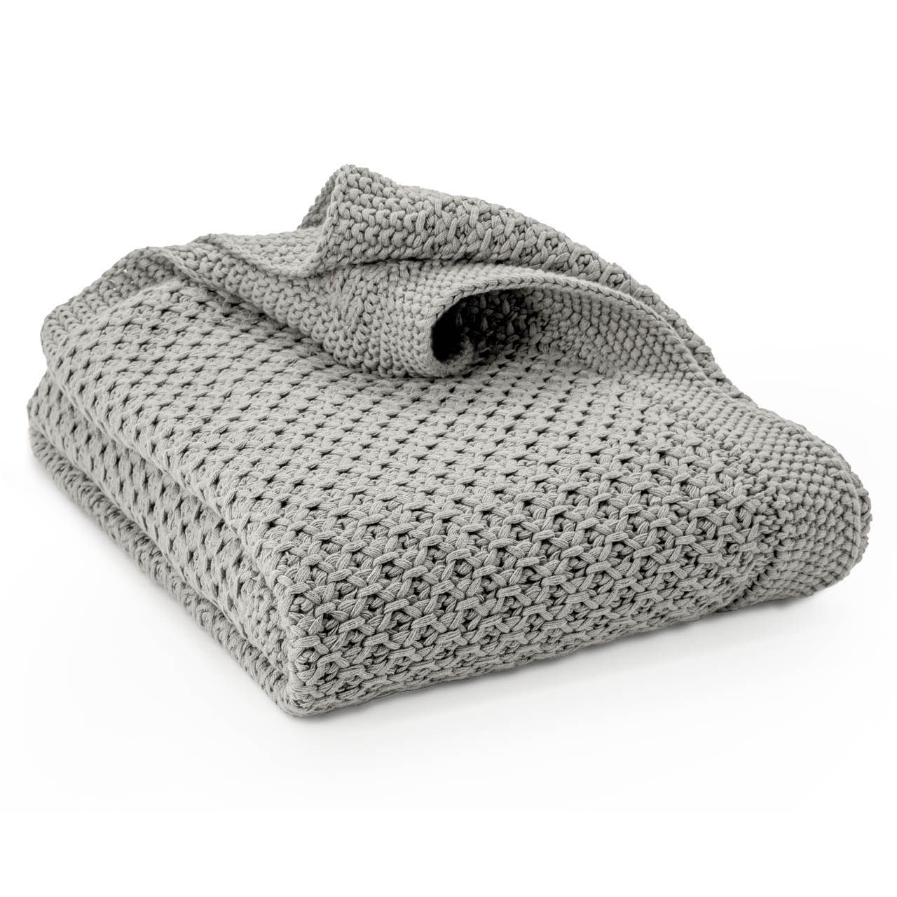 Edle Babydecke gestrickt grau Biobaumwolle