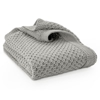 Edle Babydecke gestrickt grau Biobaumwolle