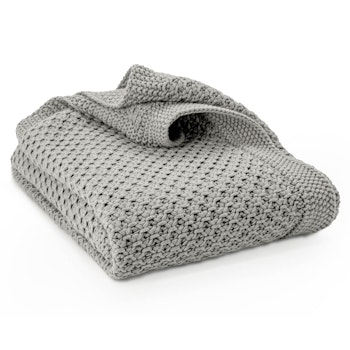 Edle Babydecke gestrickt grau Biobaumwolle