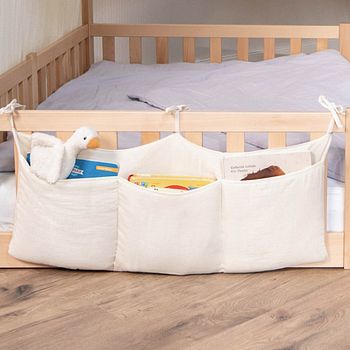Musselin Bett-Organizer für Hausbett & Gitterbett, creme