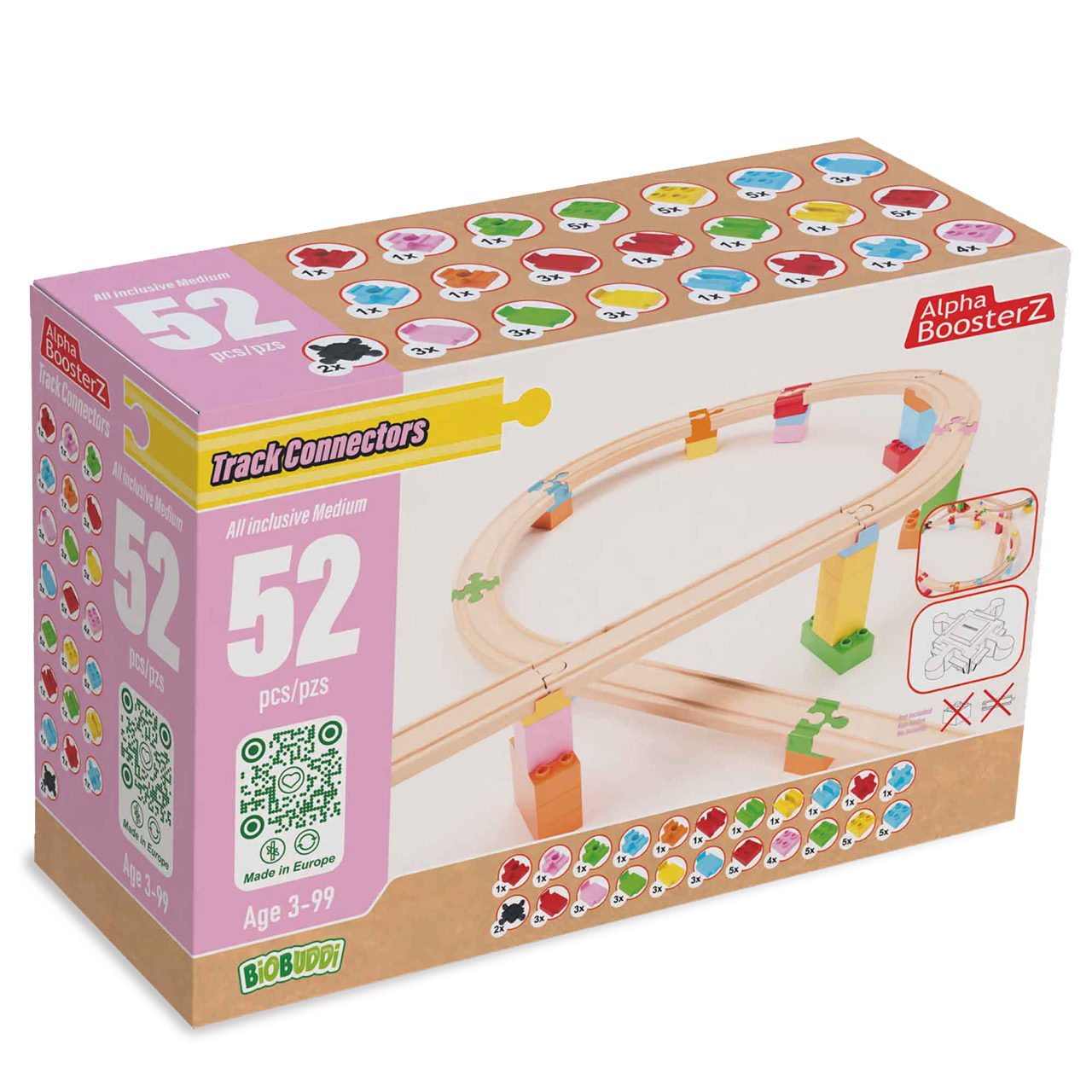 Holzschienen Verbinder + Schrägen Set 52 Teile