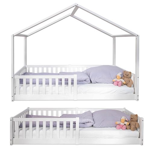 Montessori Bett 90x200 - Bodenbett mit Rausfallschutz