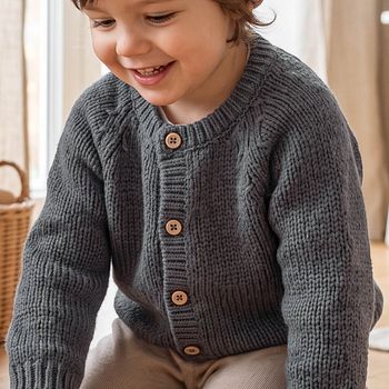 Klassische Strickjacke Knopfleiste blaugrau