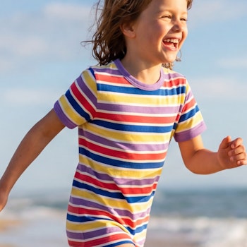 Lila gestreiftes Shirt kurzarm