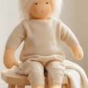 Vorschaubild Puppen Strickstrampler 35-45cm beige, Bio-Baumwolle