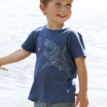 Edles T-Shirt Hai-Druck blau