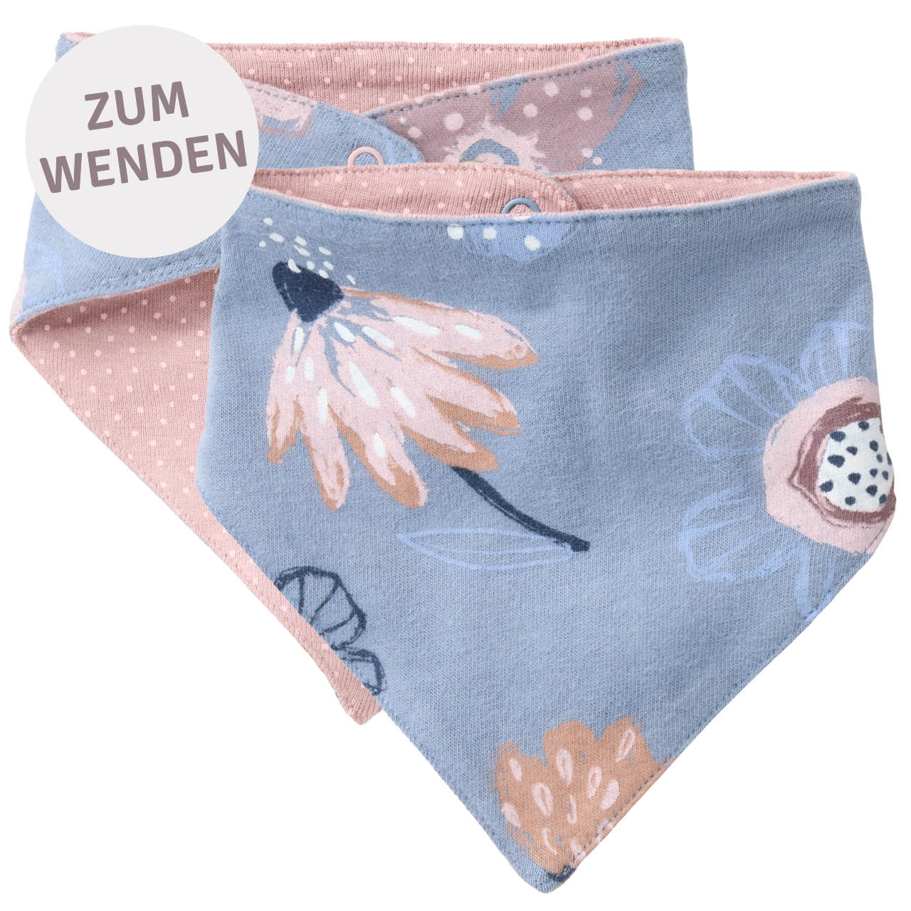 Wende Dreiecktuch Blumen rauchblau