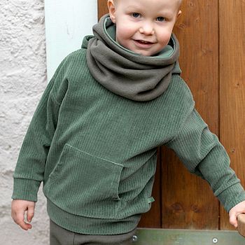 Pullover samt Rippe grün