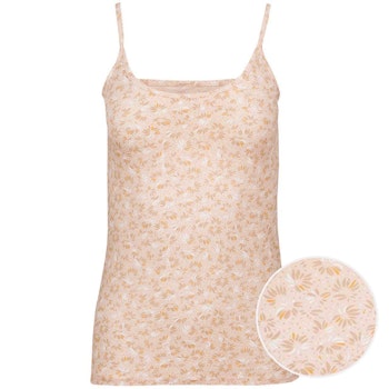 Damen Trägerhemd Blüten hellbeige