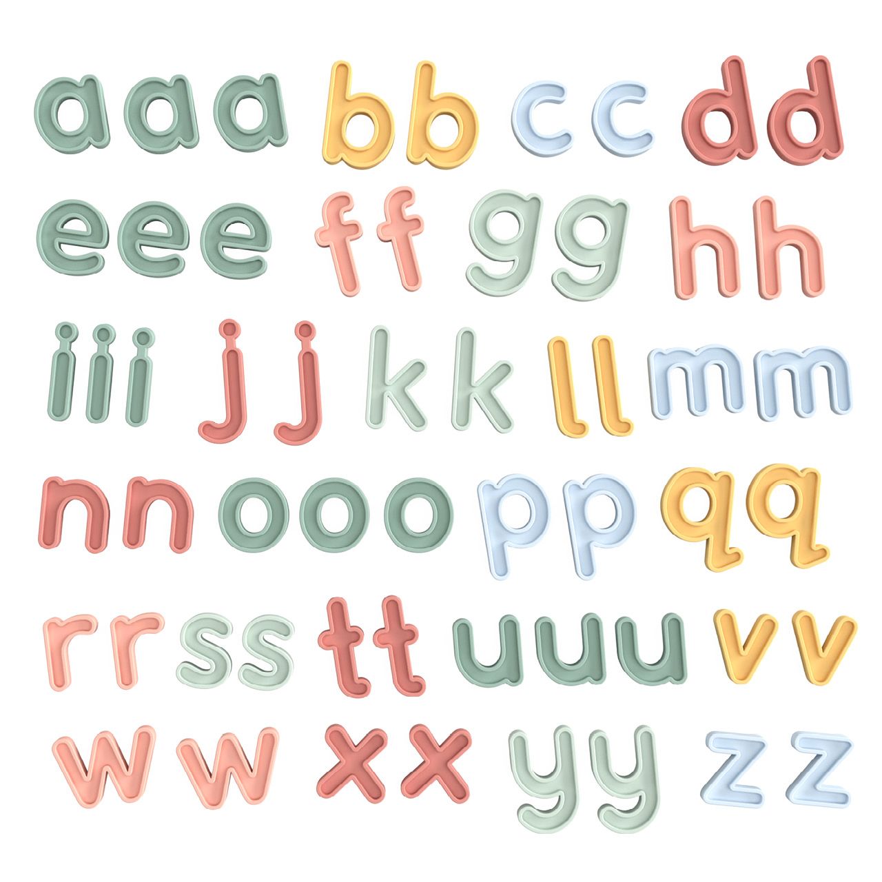Sensorikspielzeug 57 Buchstaben zum Buchstabieren pastell
