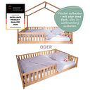 Vorschaubild Montessori Bett 140x200 natur – Bodenbett mit Rausfallschutz
