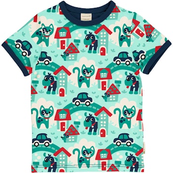 Kurzarmshirt Town türkis