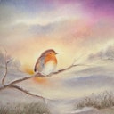 Vorschaubild Silhouette Baukje Exler - Winterrotkehlchen