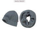 Vorschaubild Warmer Damen Schlauchschal Strick rauchblau