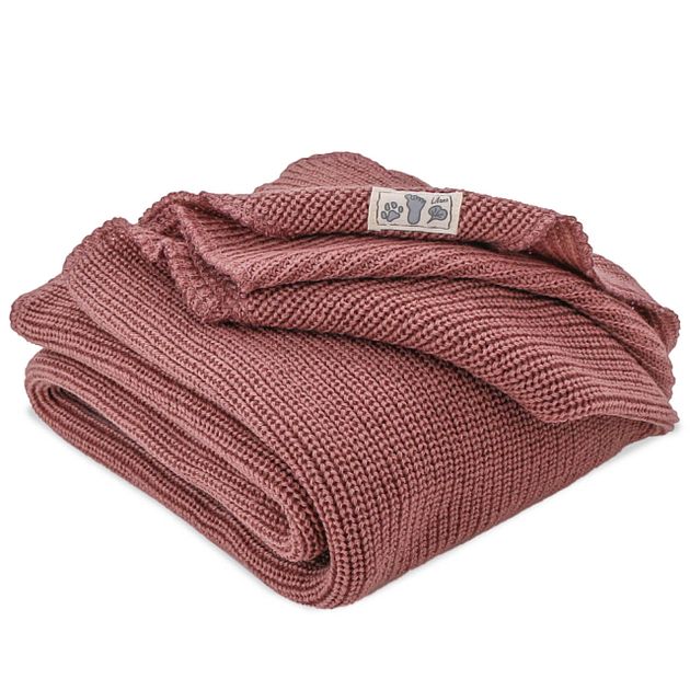 Babydecke Merinowolle gestrickt mauve online kaufen