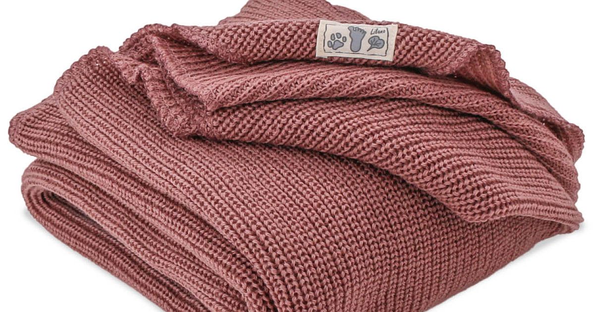Babydecke Merinowolle gestrickt mauve online kaufen