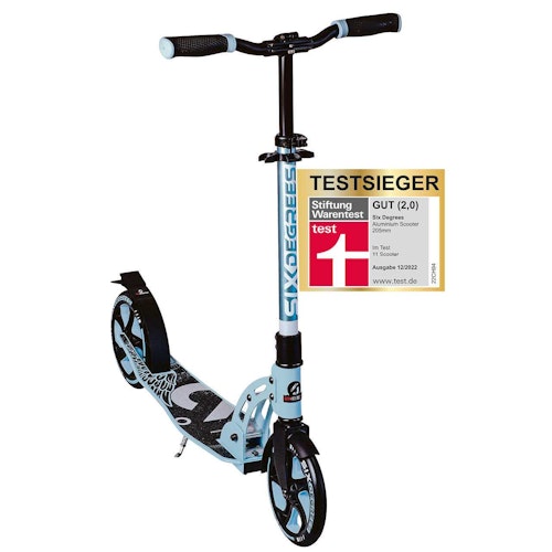 Alu Scooter ab 6 Jahre 35-100kg 205mm-Rädern Pastellblau