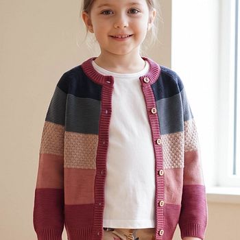 Hochwertige Strickjacke Blockdesign Rosetöne
