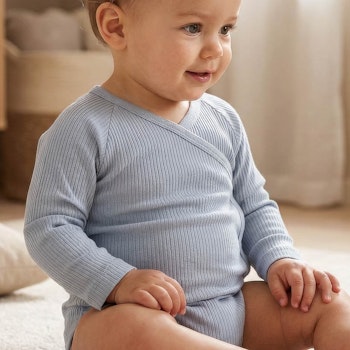 Edler Rippe Wickelbody blau