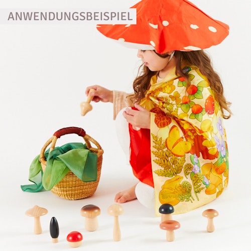 Spieltuch Seide Pilze Suchbild 53 x 71 cm