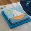 Vorschaubild Bauspiel blau 7 Teile im Rahmen 18,6 x 18,6 cm