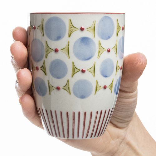 Becher RETROFLORIA Punkte blau 150 ml stapelbar