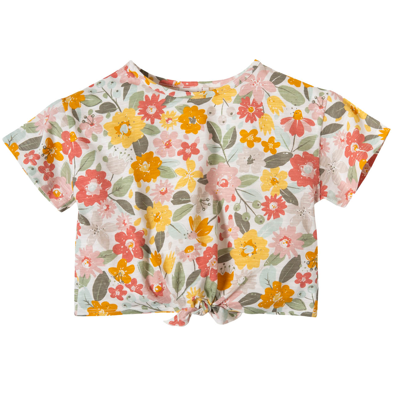 T-Shirt Knotendetail tropische Blüten