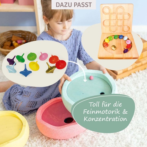 10 farbenfrohe Holzkreisel 3,5 cm