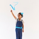 Vorschaubild Kleines Tanzband aus Seide Glockenblumen-blau 0,9 m